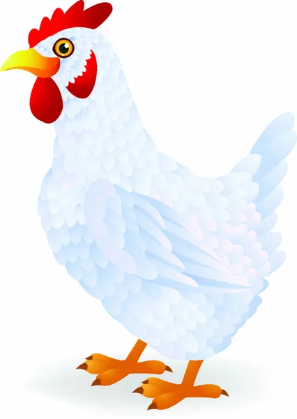 Vector Illustration White Hen Cartoon — Stock Vector