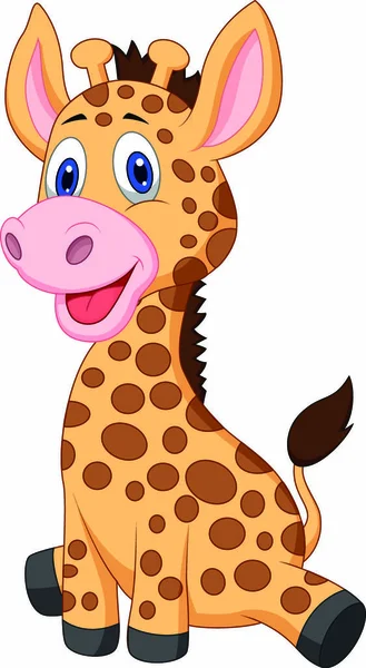 Vector Illustration Cute Baby Giraffe Carton — Stock Vector