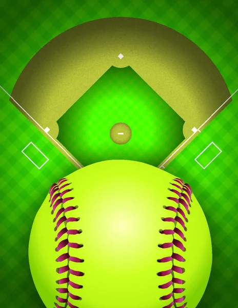 An aerial view of a softball field and ball. Vector EPS 10 available. EPS contains transparencies.