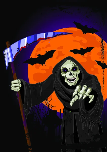 Иллюстрация Хэллоуина Ужасный Мрачный Фон Жнеца — стоковый вектор