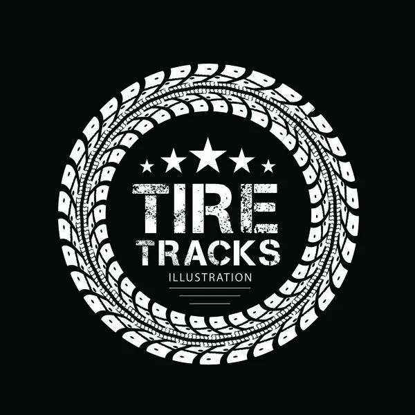 Tire Tracks Illustration Black Background — Stock Vector