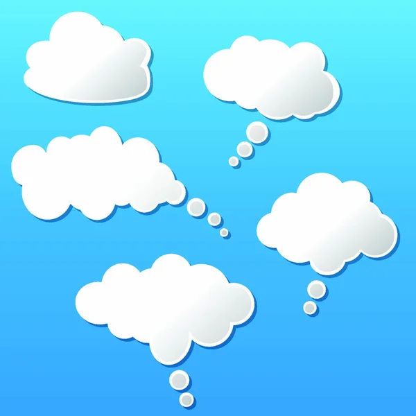 Vektor Illustration Weißer Wolken Auf Blauem Hintergrund — Stockvektor