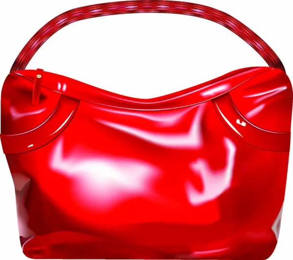 Τσάντα Διάνυσμα Κόκκινη Κυρία Λευκό Φόντο — Διανυσματικό Αρχείο