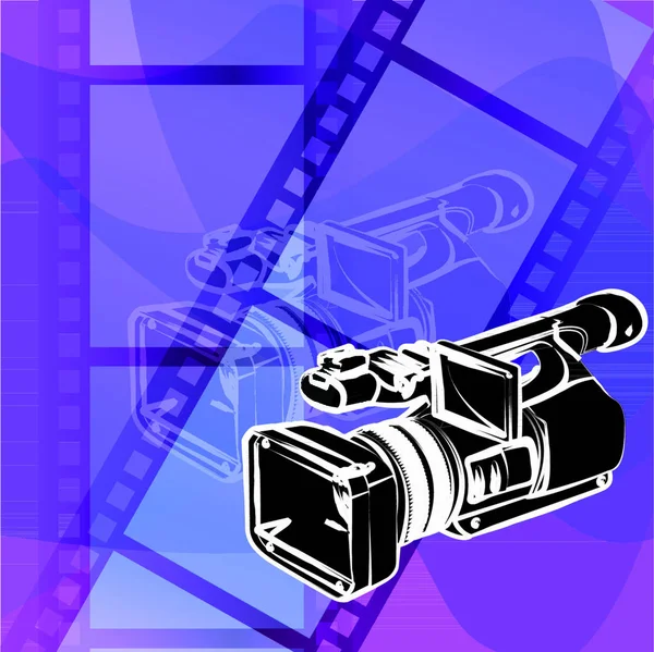 Εικονογράφηση Βιντεοκάμερα Σχεδιασμένη Μολύβι Στο Φόντο Της Ταινίας — Διανυσματικό Αρχείο