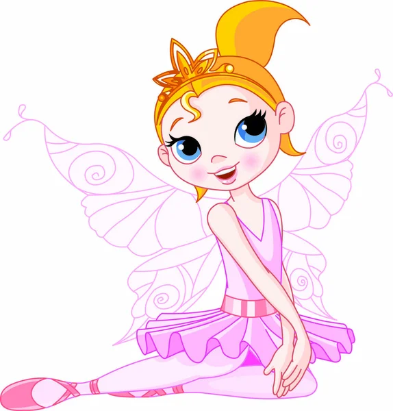 Ilustración Little Cute Sentado Fairy Ballerina — Archivo Imágenes Vectoriales