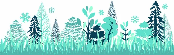 美丽的无缝蓝色图案 冬季森林 — 图库矢量图片