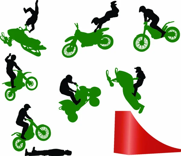 Stunt Show Una Moto — Vettoriale Stock