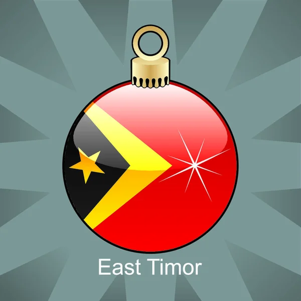 Volledig Bewerkbare Vector Illustratie Van Geïsoleerde Oost Timor Vlag Kerstbol — Stockvector