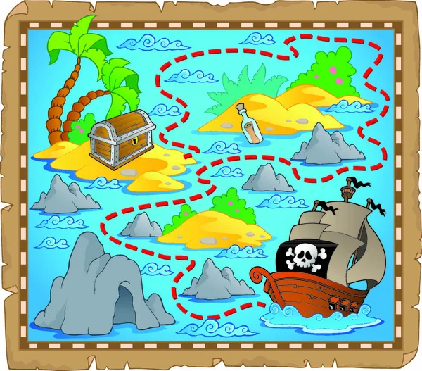 Treasure Map Thema Afbeelding Vector Illustratie — Stockvector