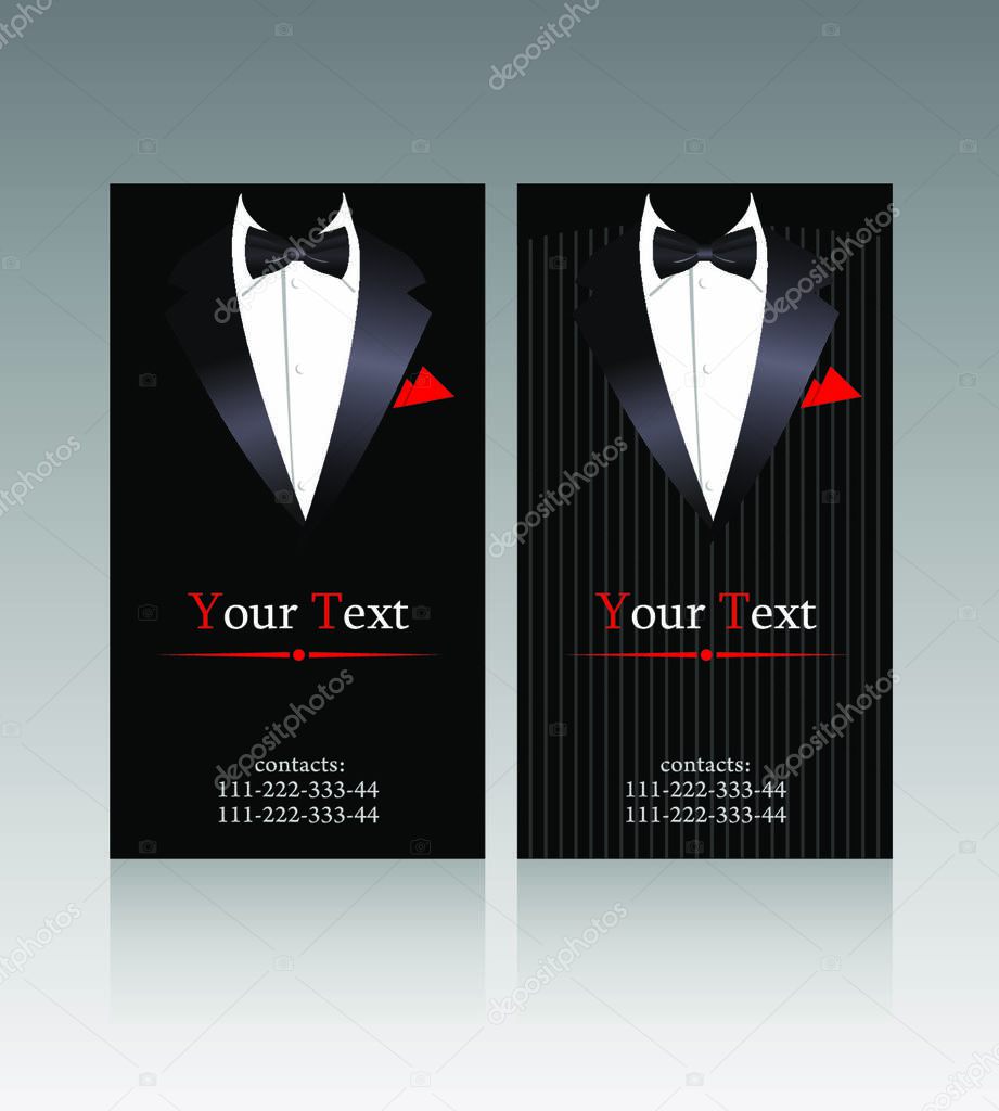 Vector business cards with elegant suits for businessmen