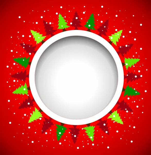 Vector Navidad Vacaciones Fondo Rojo Con Árboles — Vector de stock