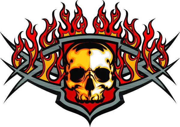 Graphic Skull Vector Image Template Flames — Stock Vector