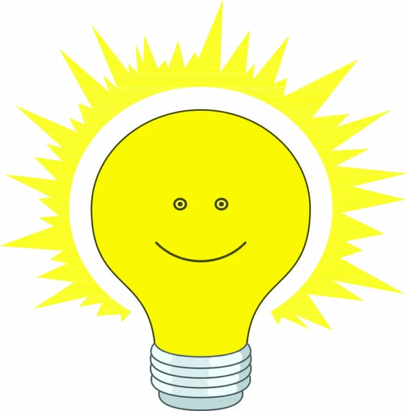 Glanzende Elektrische Lamp Met Een Glimlach Ogen Helder Aura — Stockvector