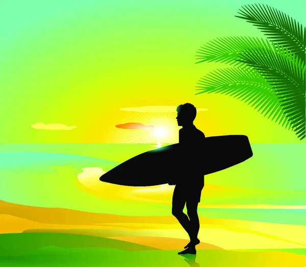 Surfeando Ilustración Del Vector Color — Vector de stock