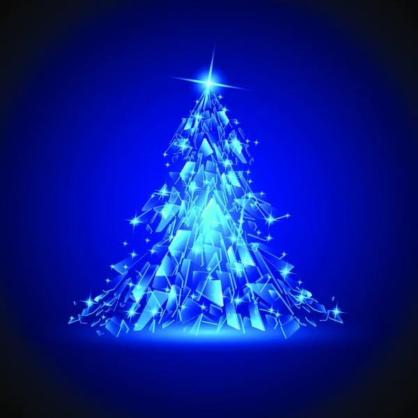 Árbol Navidad Azul Vidrios Rotos Ilustración Para Diseño — Vector de stock