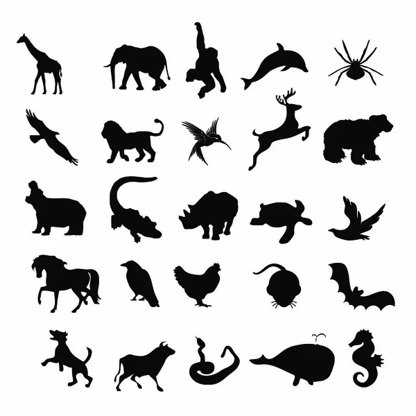 Silhouettes Animaux Sauvages Animaux Compagnie Etc — Image vectorielle