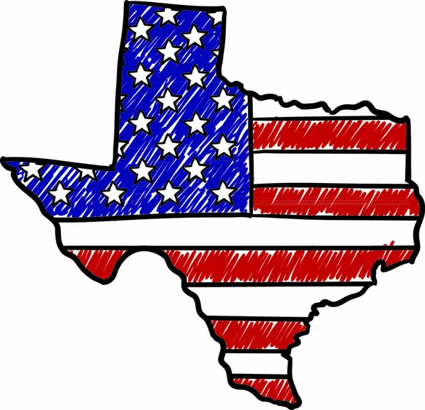 Doodle Estilo Texas América Ilustração Formato Vetorial — Vetor de Stock