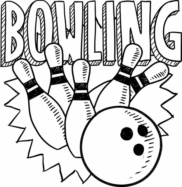 Doodle Stil Bowling Sport Illustration Vektor Format Innehåller Titeltext Bowlingklot — Stock vektor