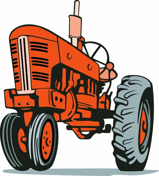 Ilustración Tractor Rojo Sobre Fondo Blanco Aislado Realizado Estilo Retro — Vector de stock