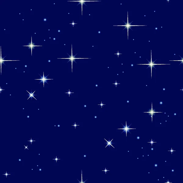 Gece Gökyüzü Yıldızlarla Kusursuz Desen — Stok Vektör