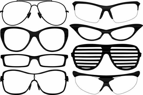 Óculos Silhueta Set Fundo Branco —  Vetores de Stock