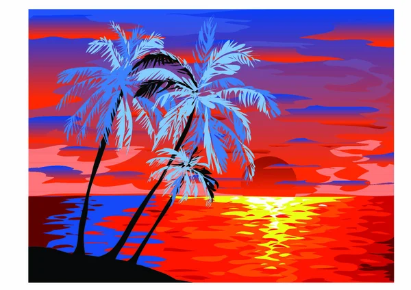 Palmeras Atardecer — Archivo Imágenes Vectoriales