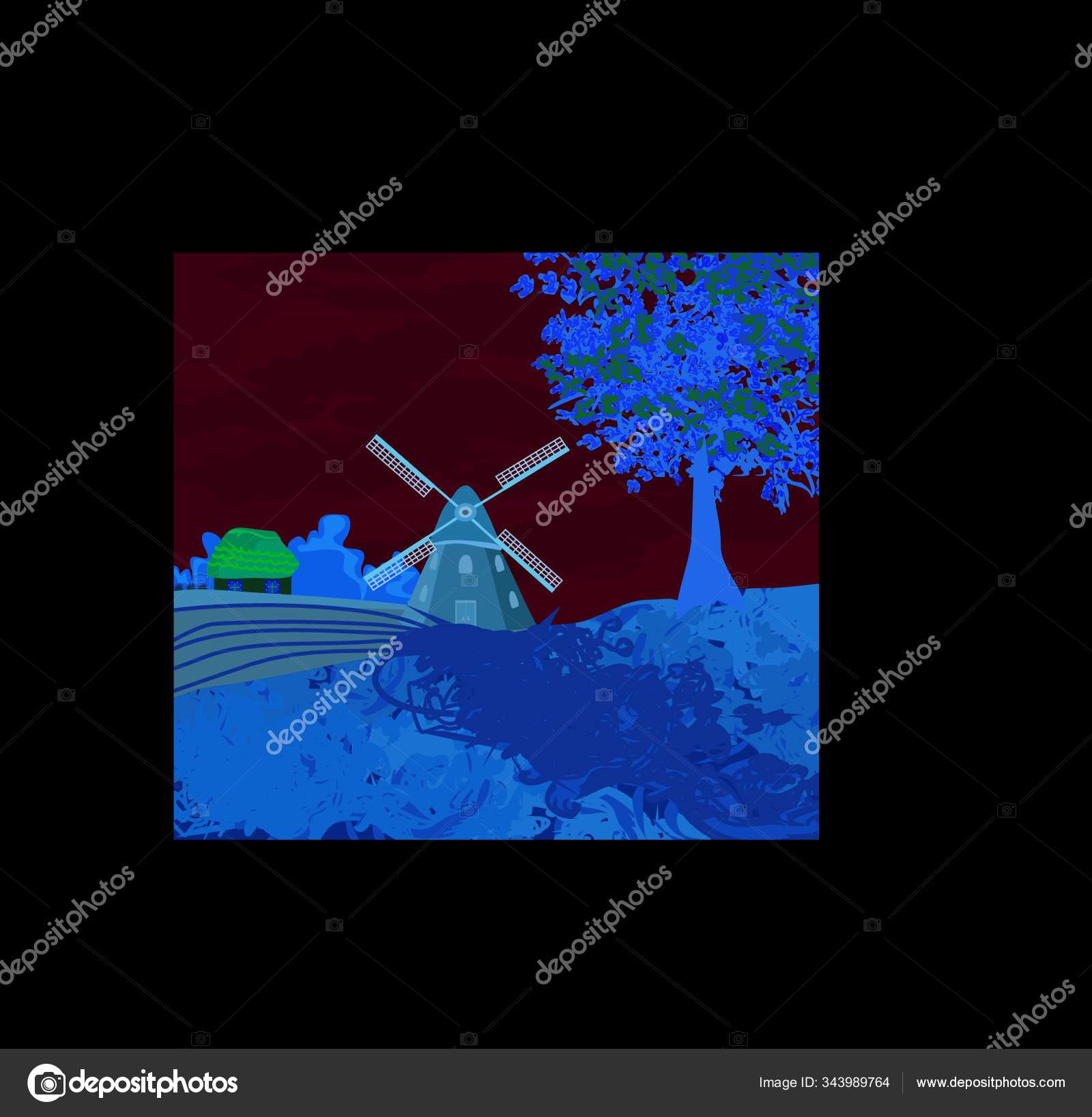 秋天里阳光明媚的风车风景 图库矢量图像 C Yayimages 秋天里阳光明媚的风车风景 图库矢量图像 C Yayimages