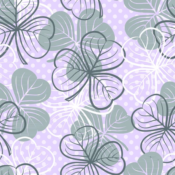 Seamless Floral Pattern Three Leaf Clover — Stock Vector