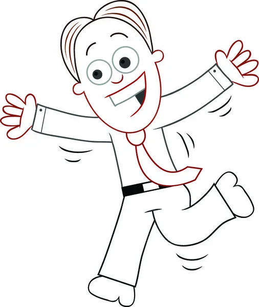 Dibujos Animados Hombre Negocios Feliz Riendo Corriendo — Vector de stock