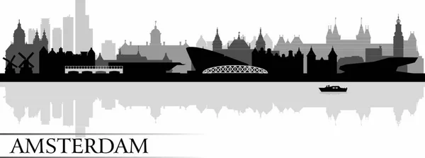 Amsterdam Ciudad Skyline Silueta Fondo Vector Ilustración — Vector de stock