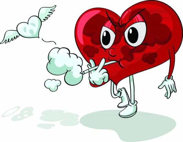 Illustration Eines Rauchenden Herzens — Stockvektor