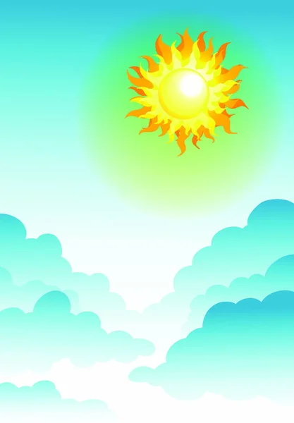 Illustration Der Sonne Blauen Himmel — Stockvektor