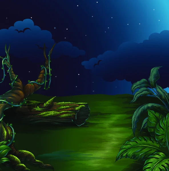 Illustration Beau Paysage Dans Une Nuit Sombre — Image vectorielle