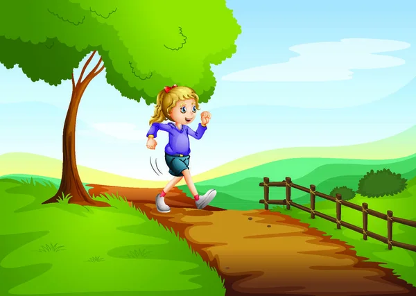 Illustrazione Una Giovane Donna Che Corre Fretta — Vettoriale Stock