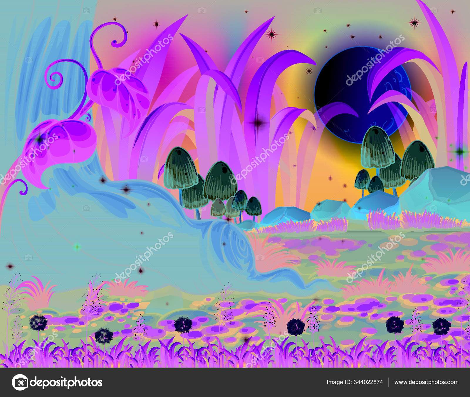 Ilustración Bosque Encantado Vector de stock por ©YAYImages 344022874