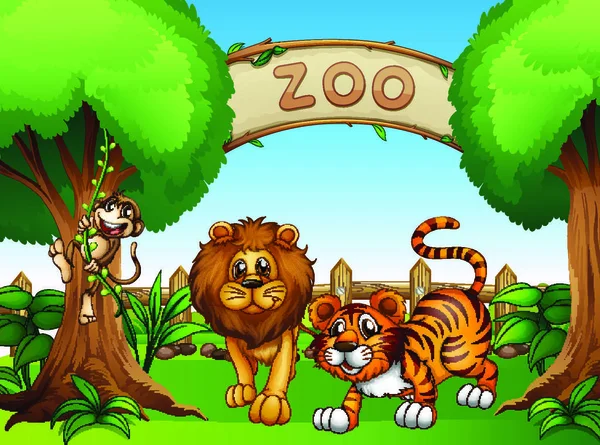 動物園イラストでかわいい動物 ストックベクター C Interactimages