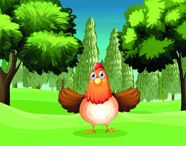 公園の鶏のイラスト — ストックベクタ