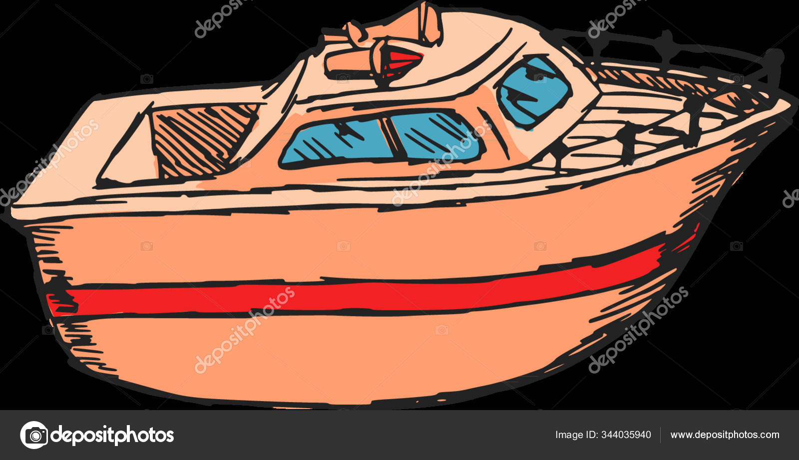 Transport of speedboat hand draw Royalty Free Vector Image