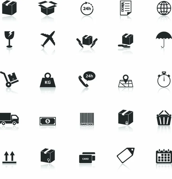 Iconos Envío Con Reflejar Fondo Blanco Vector Stock — Archivo Imágenes Vectoriales