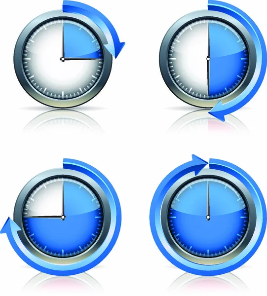 Set Timer Uhren Vektorillustration — Stockvektor