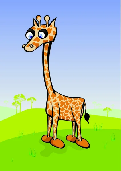 Illustration Girafe Perdue Dans Savane — Image vectorielle