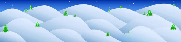 Nieve Paisaje Montañoso Con Abedules Noche Año Nuevo — Vector de stock