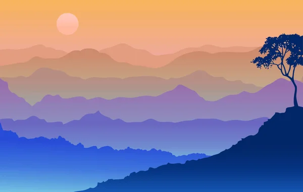 Sunrise Mountain Ranges Stock Vector