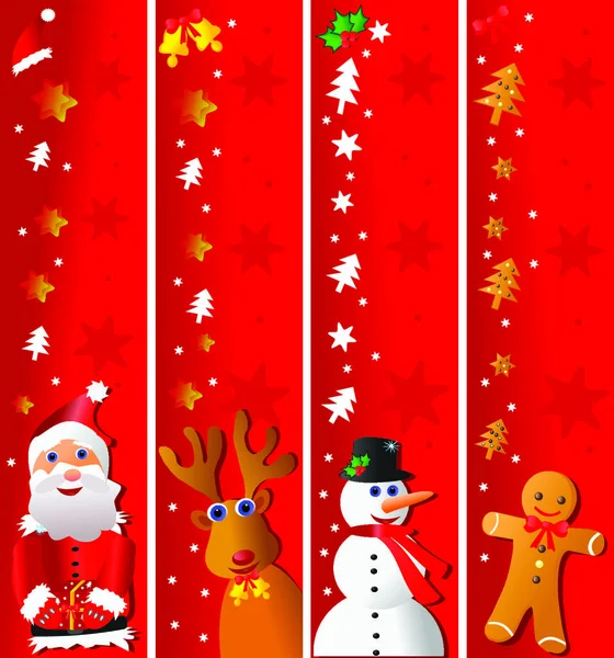 Чотири Різдвяні Вертикальні Банери Векторні Ілюстрації — стоковий вектор