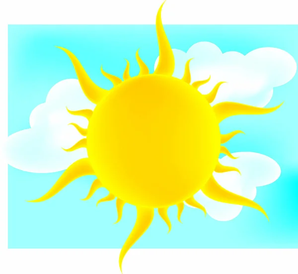 Slunečné Nebe Znamení Grafické Ilustrace — Stockový vektor