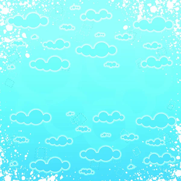 Ilustración Vectorial Grungy Retro Cloudscape Frame Con Espacio Copia Central — Vector de stock