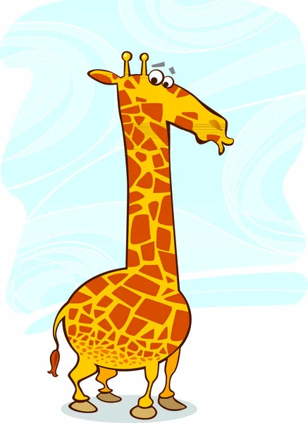 Cartoon Vector Illustration Funny Surprised Giraffe — Stock Vector