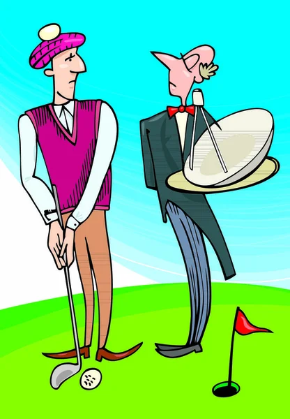 Ilustração Vetorial Senhor Jogando Golfe —  Vetores de Stock