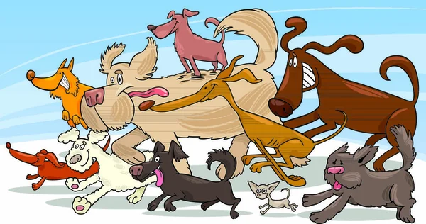 Cartoon Illustration Running Dogs — Stock Vector