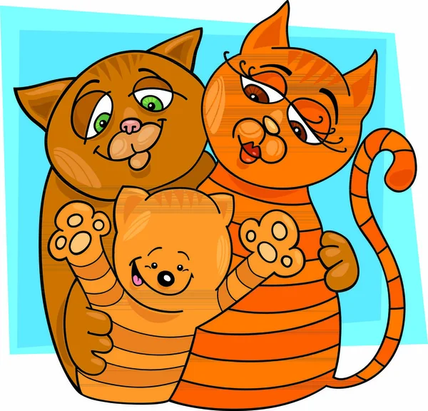 Ilustrace Rodiny Veselých Koček — Stockový vektor